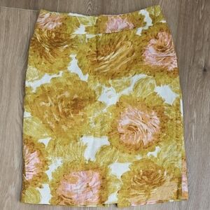 Talbots Yellow and Pink Floral Pencil Skirt